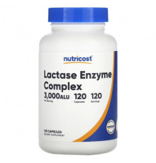 Пищеварительные ферменты Nutricost, ферментный комплекс с лактазой, 3000 ALU, 120 капсул