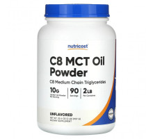 Для похудения и контроля веса Nutricost, Масло C8 MCT в порошке, без добавок, 907 г (2 фунта)