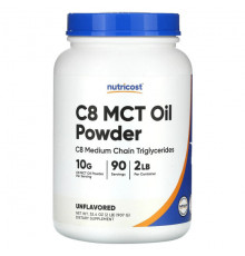 Для похудения и контроля веса Nutricost, Масло C8 MCT в порошке, без добавок, 907 г (2 фунта)