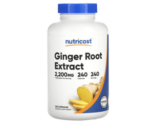 Имбирь и куркума Nutricost, Экстракт корня имбиря, 2200 мг, 240 капсул Имбирь и куркума Nutricost, Экстракт корня имбиря, 2200 мг, 240 капсул
