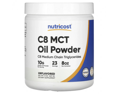 Для похудения и контроля веса Nutricost, C8, порошок из масла MCT, без добавок, 227 г (8 унций) Для похудения и контроля веса Nutricost, C8, порошок из масла MCT, без добавок, 227 г (8 унций)