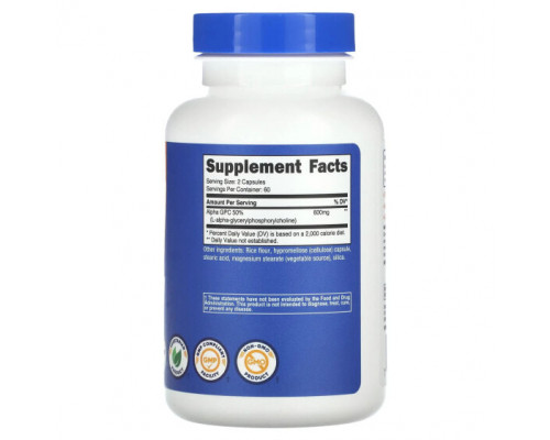 Минералы и микроэлементы Nutricost, Alpha GPC, 300 мг, 120 капсул Минералы и микроэлементы Nutricost, Alpha GPC, 300 мг, 120 капсул