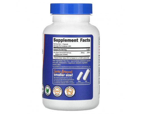 Железо Nutricost, Хелат железа от Ferrochel, 36 мг, 240 капсул Железо Nutricost, Хелат железа от Ferrochel, 36 мг, 240 капсул