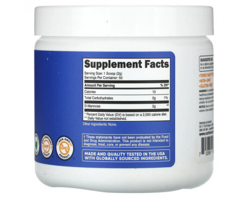 Женское здоровье Nutricost, D-манноза, без добавок, 100 г (3,5 унции) Женское здоровье Nutricost, D-манноза, без добавок, 100 г (3,5 унции)