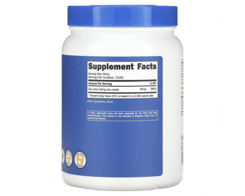 Цинк Nutricost, оксид цинка, без добавок, 40 мг, 500 г (17,6 унции) Цинк Nutricost, оксид цинка, без добавок, 40 мг, 500 г (17,6 унции)