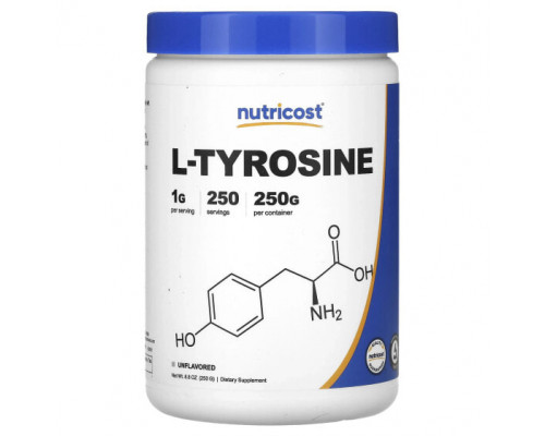 Аминокислоты Nutricost, L-тирозин, без добавок, 250 г (8,8 унции) Аминокислоты Nutricost, L-тирозин, без добавок, 250 г (8,8 унции)