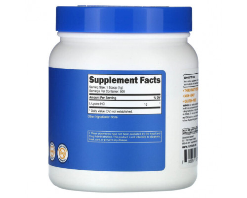 Аминокислоты Nutricost, L-лизин, без добавок, 500 г (17,6 унции) Аминокислоты Nutricost, L-лизин, без добавок, 500 г (17,6 унции)