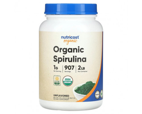 Водоросли Nutricost, Органическая спирулина, без добавок, 907 г (32,4 унции) Водоросли Nutricost, Органическая спирулина, без добавок, 907 г (32,4 унции)