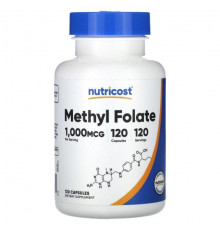Витамины группы B Nutricost, Метилфолат, 1000 мкг, 120 капсул