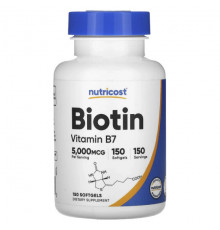 Для волос и ногтей Nutricost, биотин, 5000 мкг, 150 капсул