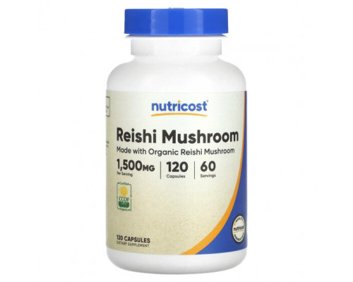 Грибы Nutricost, Гриб рейши, 750 мг, 120 капсул Грибы Nutricost, Гриб рейши, 750 мг, 120 капсул