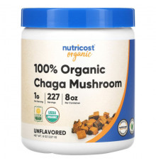 Грибы Nutricost, 100% органический гриб чага, без добавок, 227 г (8 унций)