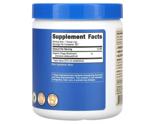Грибы Nutricost, 100% органический гриб чага, без добавок, 227 г (8 унций) Грибы Nutricost, 100% органический гриб чага, без добавок, 227 г (8 унций)