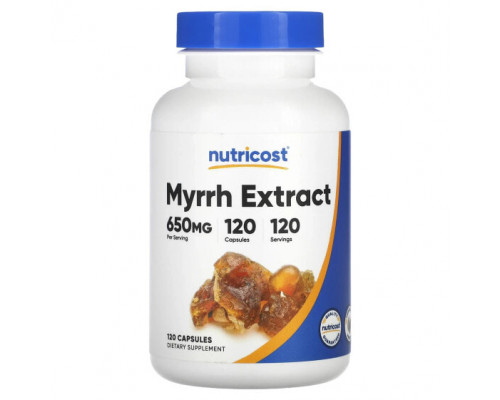 Травы и натуральные средства Nutricost, экстракт мирры, 650 мг, 120 капсул Травы и натуральные средства Nutricost, экстракт мирры, 650 мг, 120 капсул