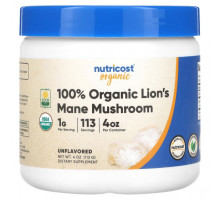 Грибы Nutricost, 100% органический гриб львиная грива, без добавок, 113 г (4 унции)