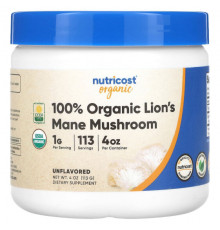 Грибы Nutricost, 100% органический гриб львиная грива, без добавок, 113 г (4 унции)