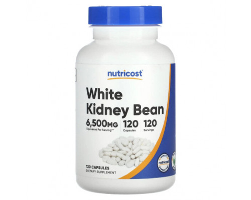 Для похудения и контроля веса Nutricost, Белая фасоль, 6500 мг, 120 капсул Для похудения и контроля веса Nutricost, Белая фасоль, 6500 мг, 120 капсул