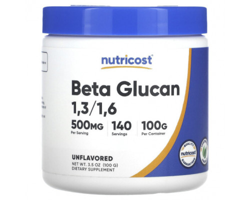 Бета-глюкан Nutricost, бета-глюкан 1,3/1,6, без вкусовых добавок, 500 мг, 100 г (3,5 унции) Бета-глюкан Nutricost, бета-глюкан 1,3/1,6, без вкусовых добавок, 500 мг, 100 г (3,5 унции)