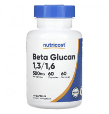 Бета-глюкан Nutricost, бета-глюкан 1,3/1,6, 500 мг, 60 капсул