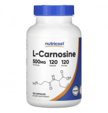 Аминокислоты Nutricost, L-карнозин, 500 мг, 120 капсул