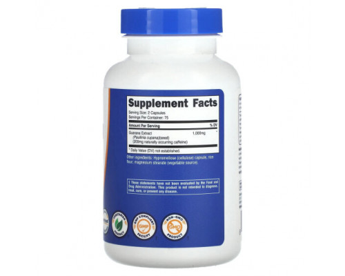Зеленый кофе и гуарана Nutricost, Гуарана, 500 мг, 150 капсул Зеленый кофе и гуарана Nutricost, Гуарана, 500 мг, 150 капсул