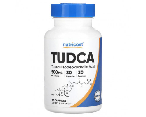 Для здоровья печени Nutricost, TUDCA, 500 мг, 30 капсул Для здоровья печени Nutricost, TUDCA, 500 мг, 30 капсул