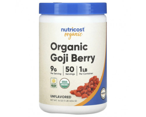 Суперфуды Nutricost, органические ягоды годжи, без добавок, 454 г (1 фунт) Суперфуды Nutricost, органические ягоды годжи, без добавок, 454 г (1 фунт)