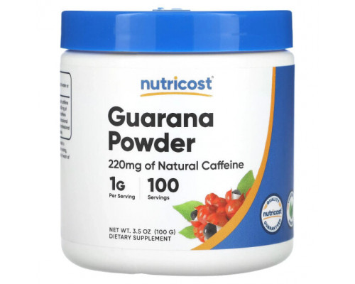 Зеленый кофе и гуарана Nutricost, Гуарана в порошке, 1 г, 100 г (3,5 унции) Зеленый кофе и гуарана Nutricost, Гуарана в порошке, 1 г, 100 г (3,5 унции)