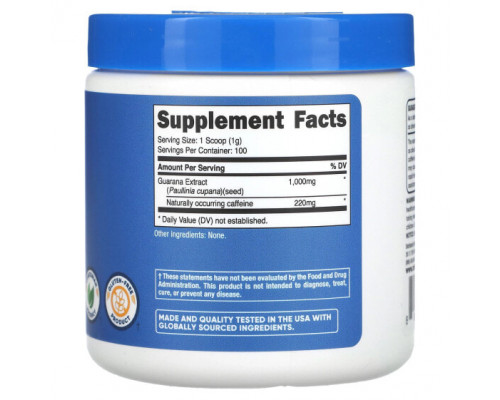 Зеленый кофе и гуарана Nutricost, Гуарана в порошке, 1 г, 100 г (3,5 унции) Зеленый кофе и гуарана Nutricost, Гуарана в порошке, 1 г, 100 г (3,5 унции)