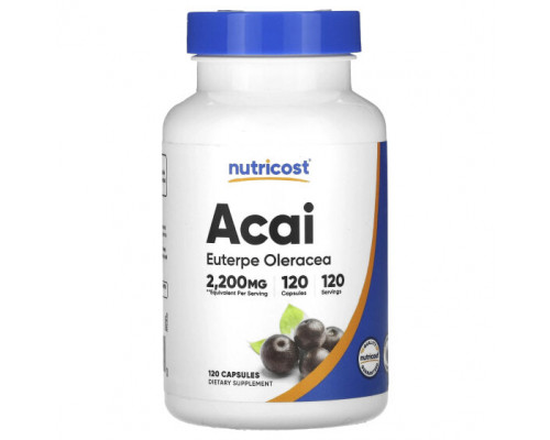 Фрукты и ягоды Nutricost, асаи, 2200 мг, 120 капсул Фрукты и ягоды Nutricost, асаи, 2200 мг, 120 капсул