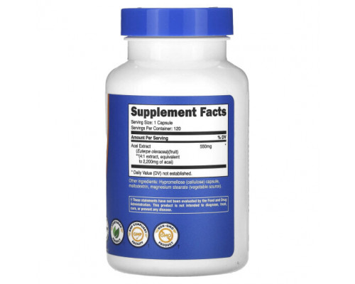 Фрукты и ягоды Nutricost, асаи, 2200 мг, 120 капсул Фрукты и ягоды Nutricost, асаи, 2200 мг, 120 капсул