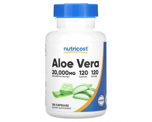 Алоэ вера Nutricost, Алоэ вера, 20 000 мг, 120 капсул Алоэ вера Nutricost, Алоэ вера, 20 000 мг, 120 капсул