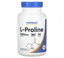 Аминокислоты Nutricost, L-пролин, 500 мг, 180 капсул