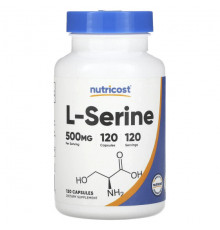 Аминокислоты Nutricost, L-серин, 500 мг, 120 капсул