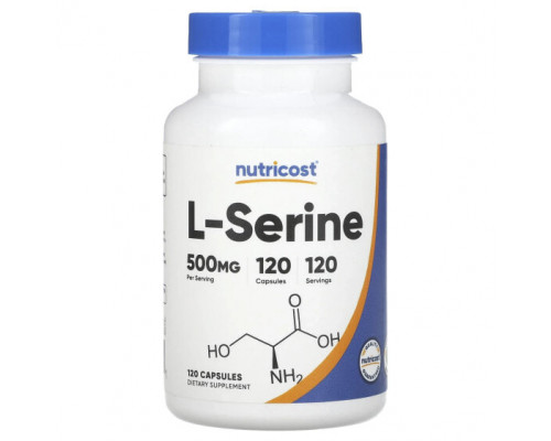 Аминокислоты Nutricost, L-серин, 500 мг, 120 капсул Аминокислоты Nutricost, L-серин, 500 мг, 120 капсул