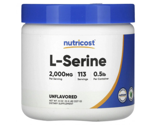 Аминокислоты Nutricost, L-серин в порошке, без добавок, 227 г (8 унций) Аминокислоты Nutricost, L-серин в порошке, без добавок, 227 г (8 унций)