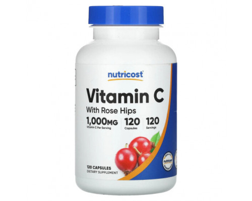 Витамин C Nutricost, витамин C с шиповником, 120 капсул Витамин C Nutricost, витамин C с шиповником, 120 капсул