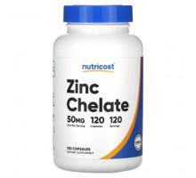 Цинк Nutricost, хелат цинка, 50 мг, 120 капсул