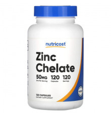 Цинк Nutricost, хелат цинка, 50 мг, 120 капсул