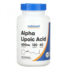 Антиоксиданты Nutricost, Альфа-липоевая кислота, 300 мг, 120 капсул