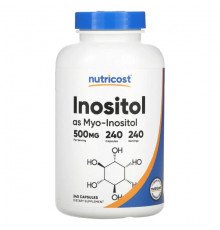 Витамины группы B Nutricost, Инозитол в виде мио - инозитол, 500 мг, 240 капсул