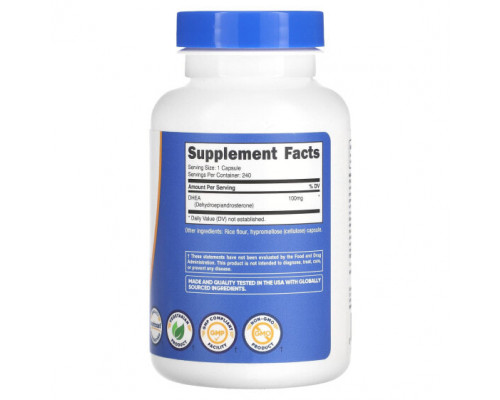 Мужское здоровье Nutricost, ДГЭА, 100 мг, 240 капсул Мужское здоровье Nutricost, ДГЭА, 100 мг, 240 капсул