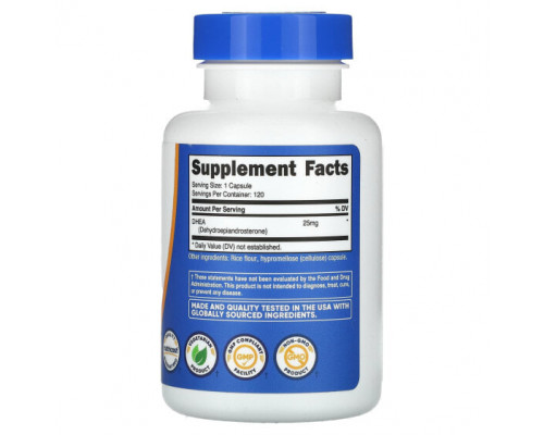 Мужское здоровье Nutricost, ДГЭА, 25 мг, 120 капсул Мужское здоровье Nutricost, ДГЭА, 25 мг, 120 капсул