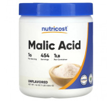 Минералы и микроэлементы Nutricost, яблочная кислота в порошке, без добавок, 454 г (1 фунт)