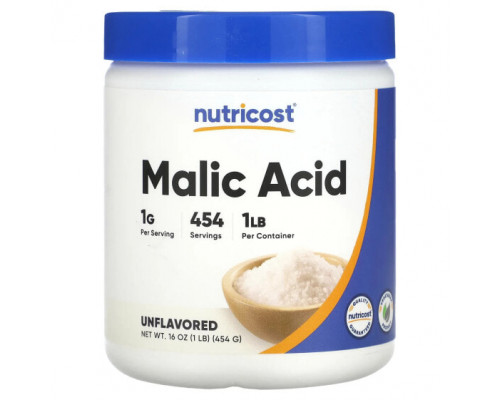 Минералы и микроэлементы Nutricost, яблочная кислота в порошке, без добавок, 454 г (1 фунт) Минералы и микроэлементы Nutricost, яблочная кислота в порошке, без добавок, 454 г (1 фунт)