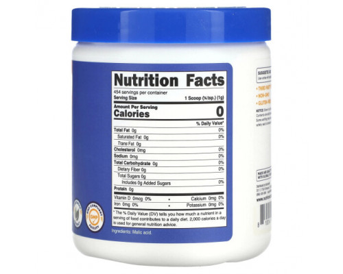 Минералы и микроэлементы Nutricost, яблочная кислота в порошке, без добавок, 454 г (1 фунт) Минералы и микроэлементы Nutricost, яблочная кислота в порошке, без добавок, 454 г (1 фунт)