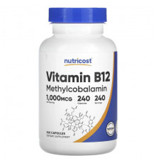 Витамины группы B Nutricost, витамин B12, 1000 мкг, 240 капсул