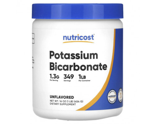 Калий Nutricost, бикарбонат калия, без добавок, 454 г (16 унций) Калий Nutricost, бикарбонат калия, без добавок, 454 г (16 унций)