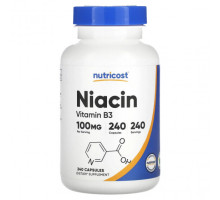 Витамины группы B Nutricost, Ниацин, 100 мг, 240 капсул