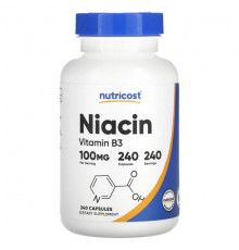 Витамины группы B Nutricost, Ниацин, 100 мг, 240 капсул